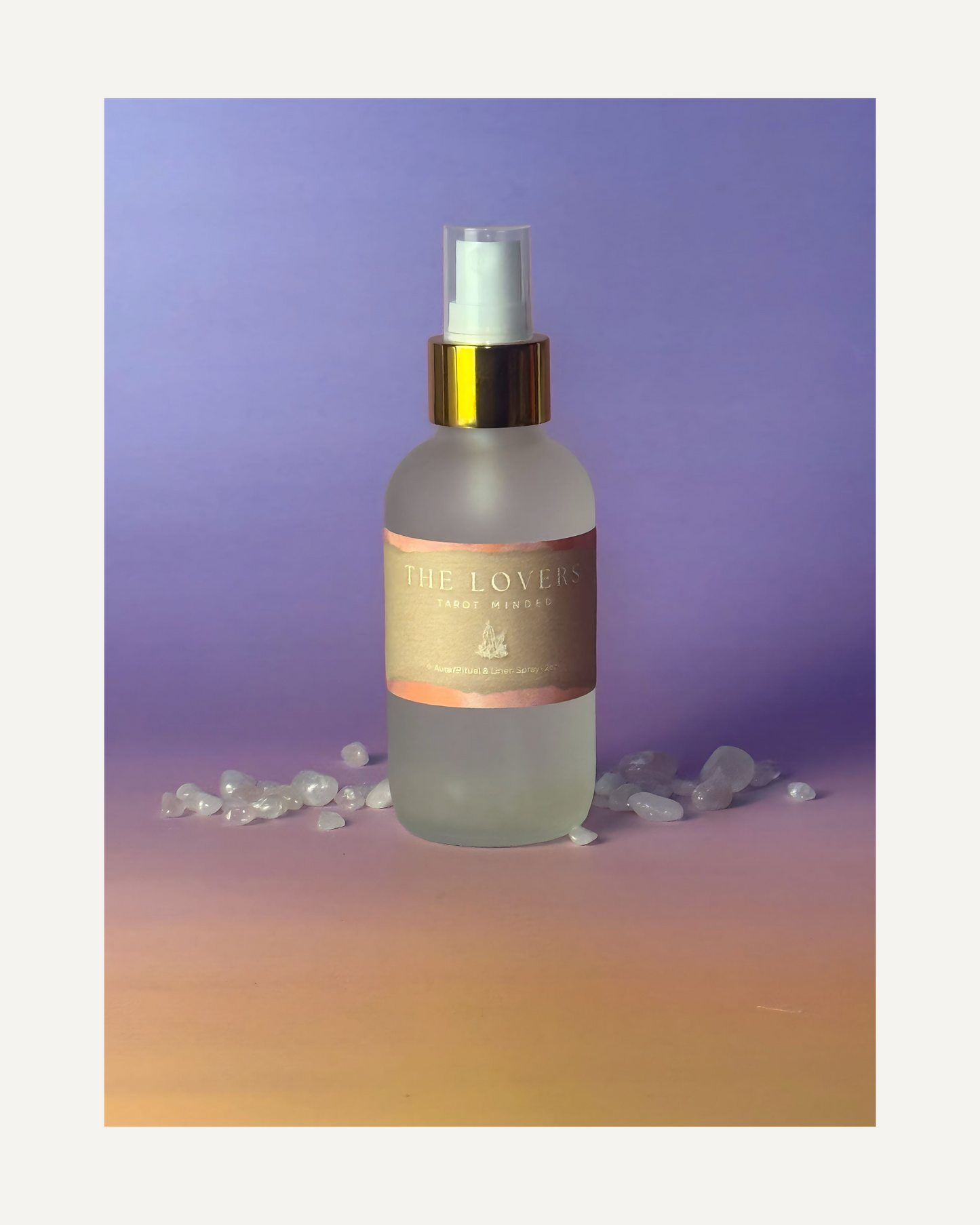 The Lovers Room + Aura Spray | Rose, Vanilla, Vetiver | Amethyst + Rose Quartz Crystal Infused | 4oz Clean Fragrance Spray