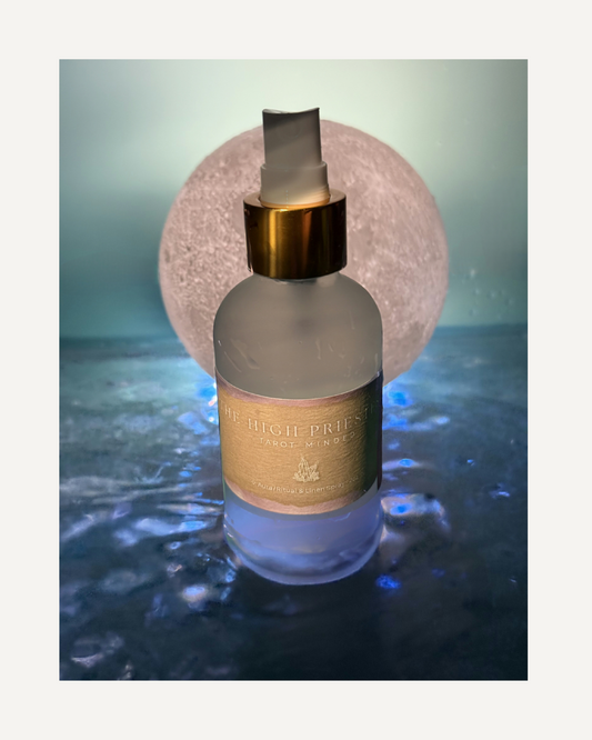 The High Priestess Room + Aura Spray – Calming Herbal + Floral Mist for Intuition | With Moonstone + Lapis Lazuli | Crystal-Infused Clean Fragrance | 4oz Spray